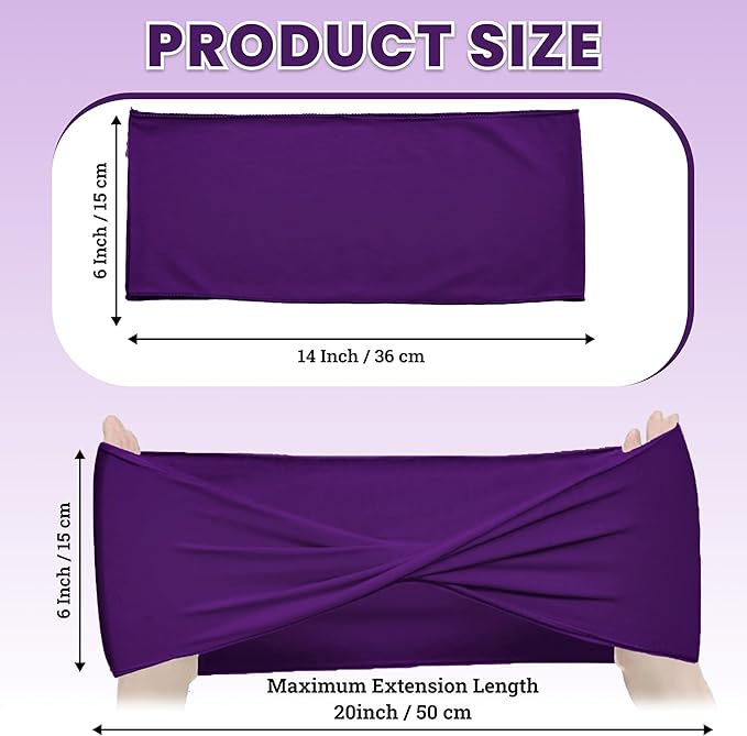 VDS Pack of 75 PCS | Purple | Spandex Chair Sashes Bows Without Buckle | Stretch Elastic Banquet Universal Folding Chair Band Tie with for Wedding Party Conference Celebration Event Decoration