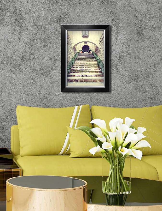 IPIC - Love You Every Step, Personalized Artwork with Names and Date on for Home Decor, Customized Gift for Anniversary,Wedding,Birthday and Holidays. Picture size: 18x12, Framed Size: 21x15