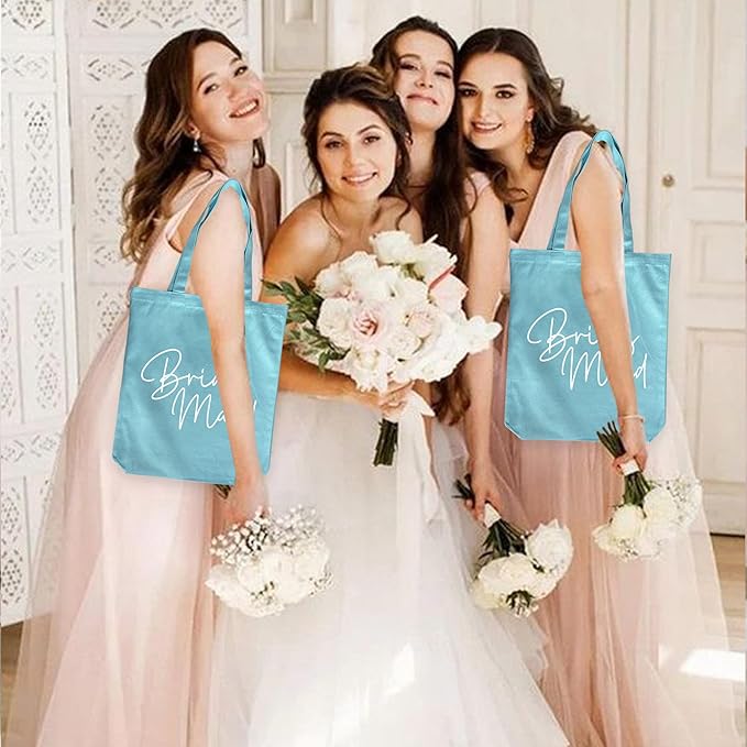 LADY & HOME 6pcs Bachelorette Party Tote Bag, Bride Bridesmaid Cotton Tote Bag for Wedding Gifts