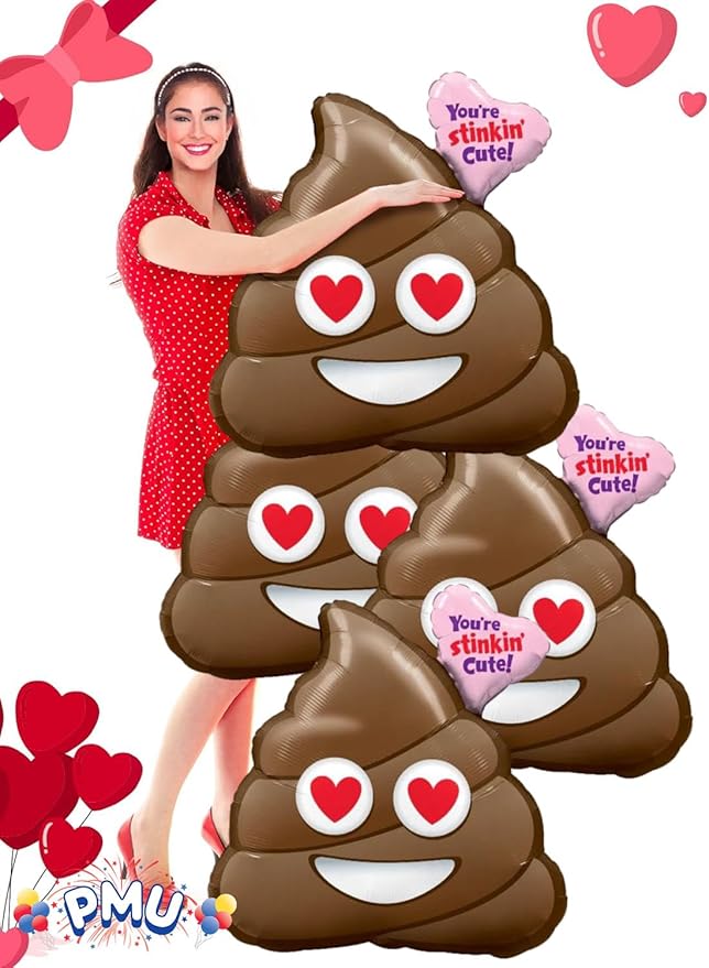 PMU Valentines Day Mylar - Foil Balloons for Special Events, You're Stinkin' Cute 31 Inch Balloon Photo Props Party Decoration and Accessories (10/Pkg) Pkg/1
