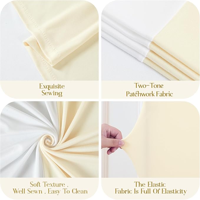 White and Beige Arch Cover 3 Set-8FT, 7.2FT, 6.6FT Arch Backdrop Cover Spandex Fitted 2- Color Fabric Stand Covers for Bridal Shower Baby Shower Birthday Party Wedding Photo Background Decorations