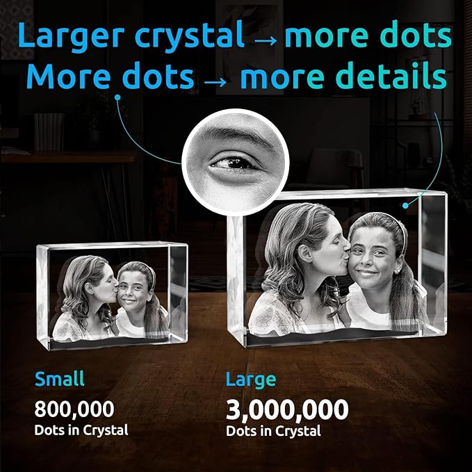 ArtPix 3D Crystal Photo, Valentines Day Personalized Gifts for Women, Wife, Men, Her, Him, Great V-Day Custom Gift With Your Own Photo, Customized Glass 3D Laser Etched Picture Wedding
