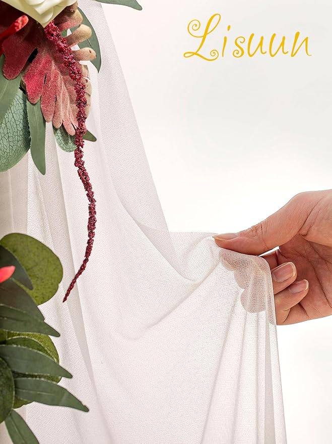 Wedding Arch Flowers, Artificial Flowers for Decoration, 2pcs Flower Swag and 1 pcs Semi-Sheer Chiffon Table Runner Swag for Beautiful Dream Wedding Ceremony Floral Decor - Pack of 3