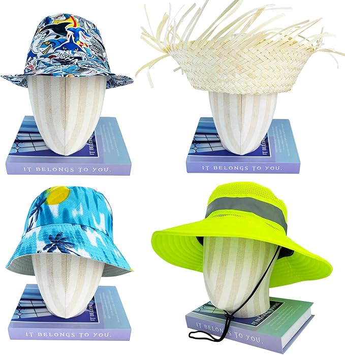 Bulk Luau Party Hats - 12 Assorted Funny Hawaiian Hat, Tropical Fancy Dress Props Hats, Fun Summer Party Accessories, Beach Themed Party Supplies Decoration