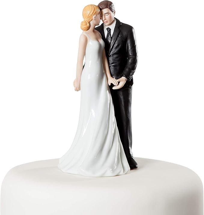 Bliss Wedding Cake Toppers: Bride & Groom Keepsake Figurine | Fine Porcelain | 6 Inches