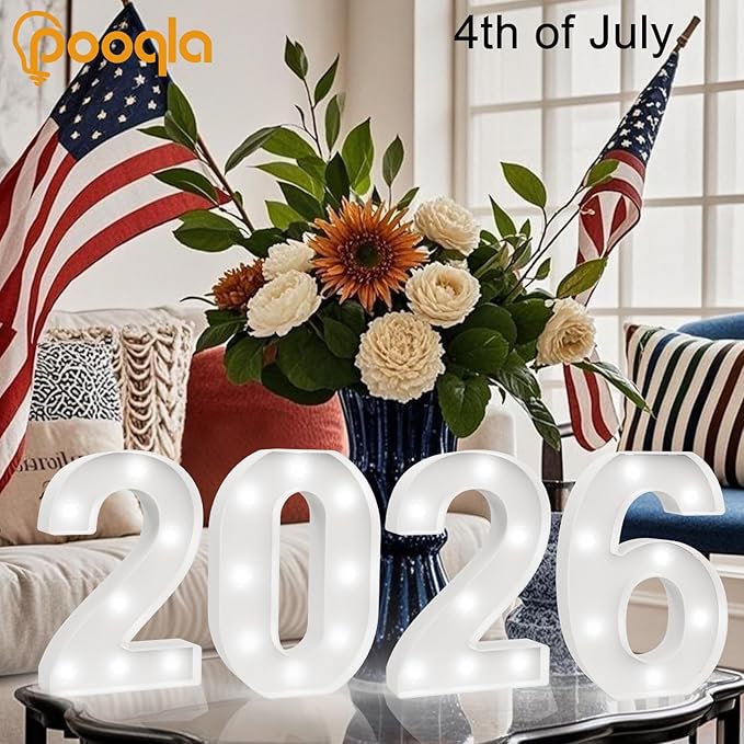 Pooqla Light Up Numbers 2026, Giant Marquee Numbers for New Year Decorations, 2026 Graduation Decorations for High School Seniors College Class of 2026 Party Classroom Decoration, Cool White