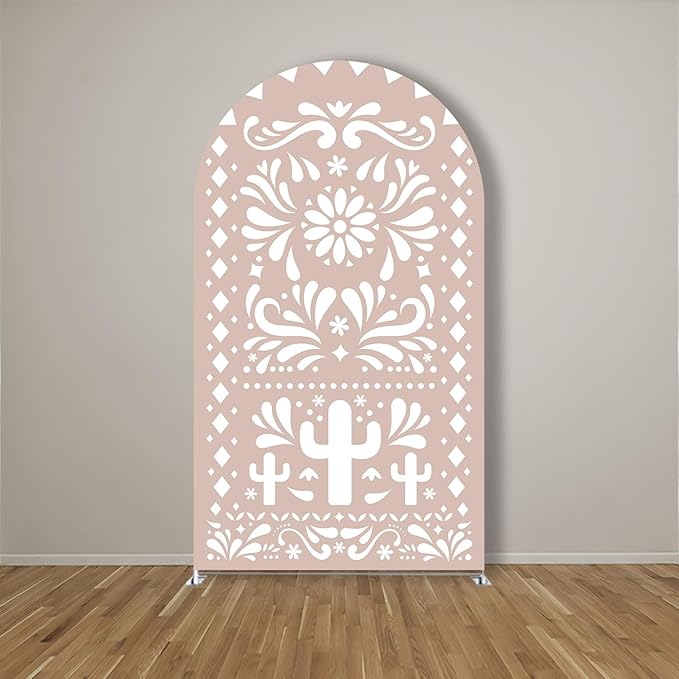 Beige Arch Backdrop Cover Birthday Party Baptism Cutie Baby Shower Arch Stand Spandex Covers Wedding Mexican First Fiesta Parties Decorations (3X6ft,G3762)