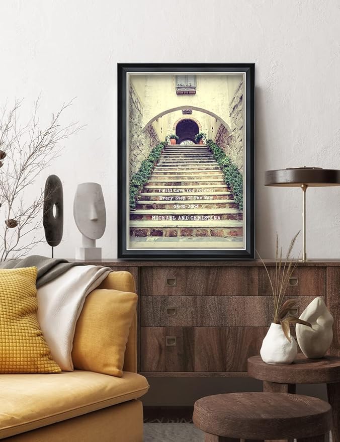 IPIC - Love You Every Step, Personalized Ideal Gift Custom Framed Wall Art with Names and Date, Giclee Prints with Solid Wood Frame, Unique and Memorable Present. Wall Art for Home Decor.