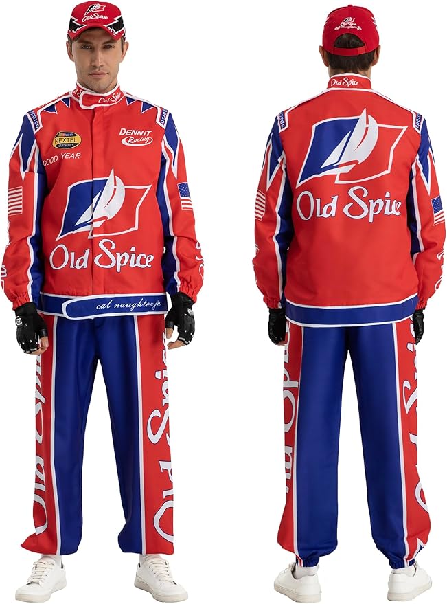 Race Car Driver Costume Jumpsuit Racing Suit Outfit Jacket Halloween Adult Men Women