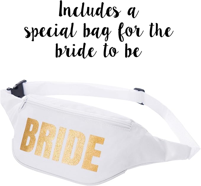 Bachelorette Fanny Pack Set (7 pack) Includes Bride Fanny Pack I Funny Fanny Packs for Bachelorette Party Favors