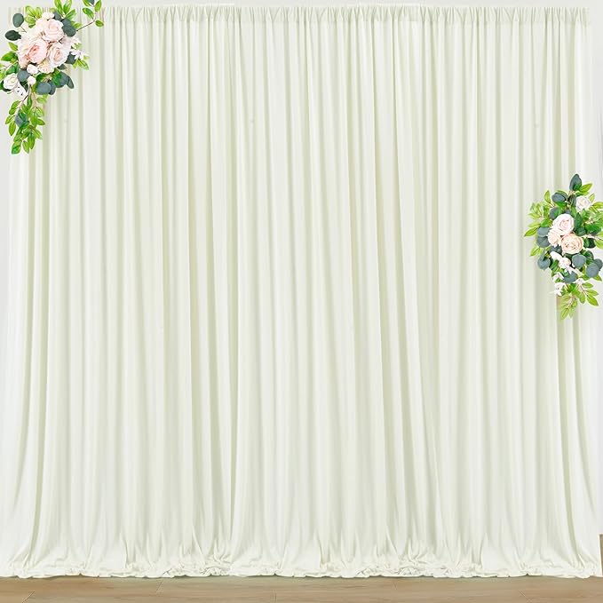 30 ft x 8 ft Ivory Backdrop Curtain Panels, 6 Panels 5 ft x 8 ft Wrinkle Free Polyester Photography Backdrop Drapes, Wedding Party Home Decoration Supplies
