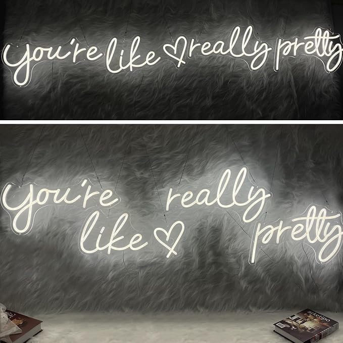 You're Like Really Pretty Neon Sign, Warm White light up Neon Signs for Wall Decor, Wedding, Engagement,Bedroom Bachelorette Party With Dimmable Switch USB Power(Super Large Style/88.2in）