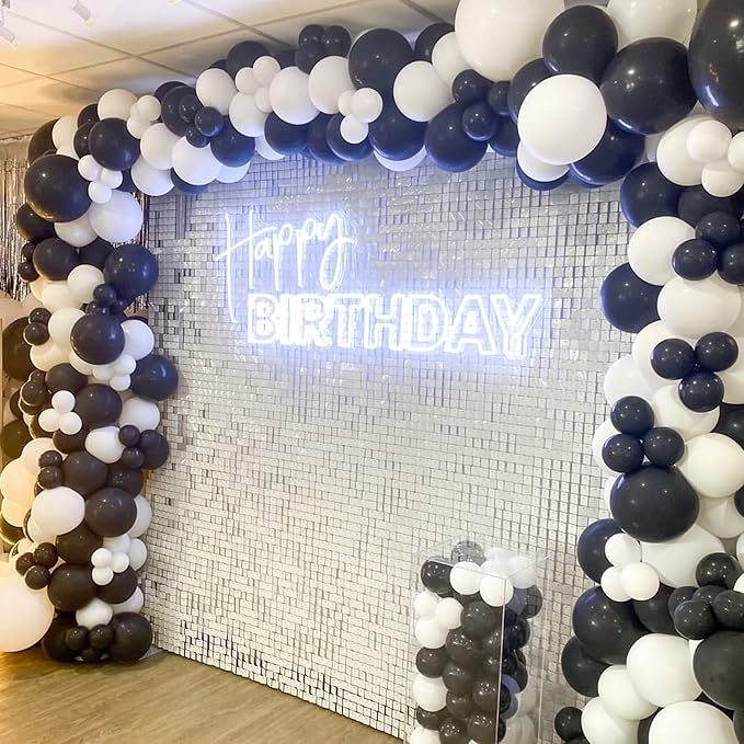 COKAOBE Matte White Sequin Wall Backdrop, 24PCS Square Sequin Shimmer Backdrop Panel, Photo Backdrops for Birthday, Anniversary, Wedding, Graduation & Bachelorette Party Decoration