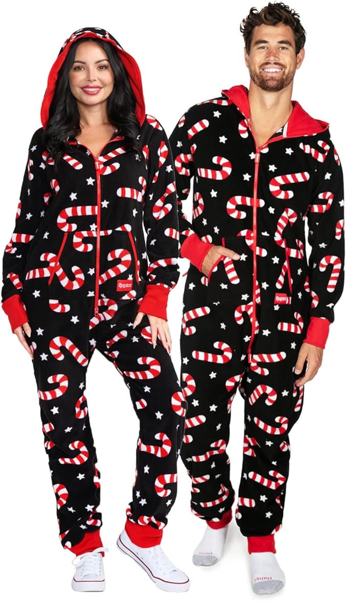 Tipsy Elves Christmas Onesies for Adults - Comfy Unisex Matching Holiday Jumpsuits with Convenient Pockets