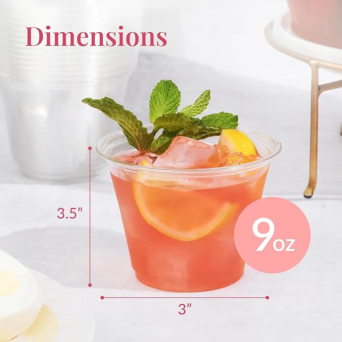 Prestee 500 Clear Plastic Cups - 9 oz Cocktail Cups for Parties and Events, Plastic Cocktail Glasses, Disposable Drinkware - Durable Drinkware, Bulk 500 Party Supplies