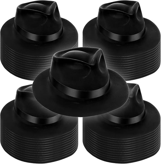 Xtinmee 48 Pack Gangster Hats for Men 1920s Bulk Plastic Gentlemen Costume Hats for Adults 1920s Party Accessories