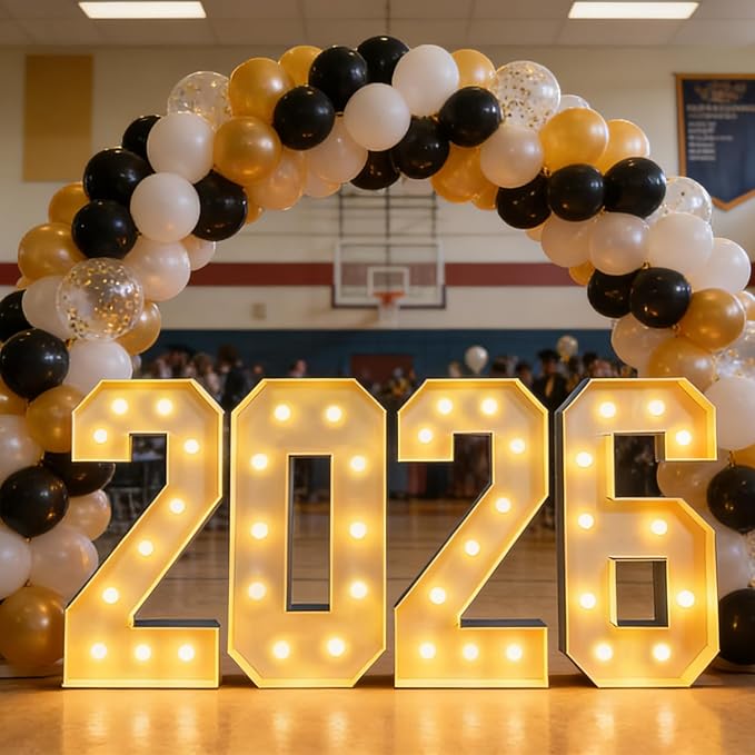LANGXUN 3ft 2026 Numbers Kit for New Year Graduation Decorations Photo Backdrop, Large LED Marquee Light Up Letters, Class of 2026 Ornaments Sign for High School Party Supplies Décor