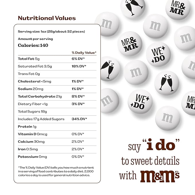 M&M’S WORLD “Mr. and Mr.” Milk Chocolate Candy, 2 lbs Bulk Candy for Wedding Decorations, Unique Favors, or Cake Topper