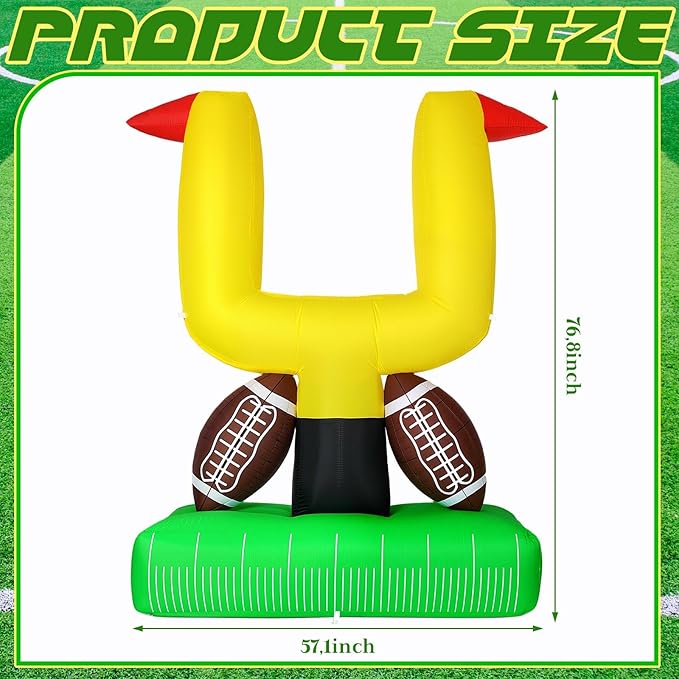Bencailor 71 Inch Giant Football Party Decoration Jumbo Inflatable Football with Tee Set for Game Large Blow up Footballs for Sport Birthday Party Indoor Outdoor Lawn Yard Decor