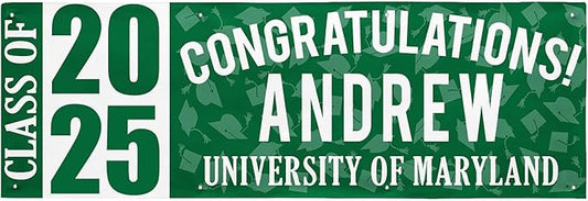 Let's Make Memories Personalized Graduation Banner Class of 2025 - Graduation Party Decorations - Congratulations Banner - Indoor/Outdoor Vinyl - Best in Class - Green - 8 ft.