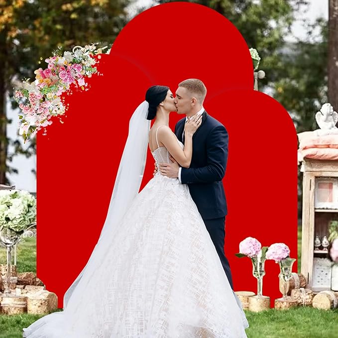 Red Arch Cover Set of 3 Wedding Arch Stand Cover 7.2ft 6.6ft 6ft Spandex Balloon Arch Covers Stretchy Backdrop Chiara Arch Backdrop Cover for Happy Birthday Party Bridal Shower Arch Decor