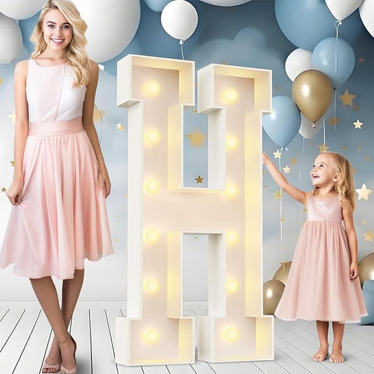 Ledido 4FT Marquee Light Up Letters H, Easy to Assemble Marquee Letters 4 Feet Tall for Indoor & Outdoor Events, Large Lighted Letter for Birthday Graduation Baby Shower Anniversary Party Decorations