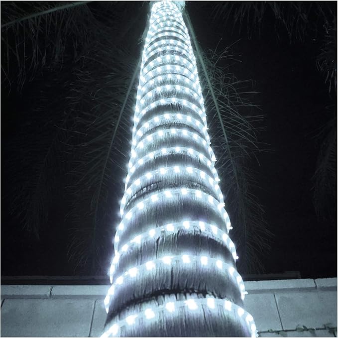 Russell Decor 100ft/30m Led Rope Lights Lamps Kit Indoor Outdoor Decorative Lighting for Party Wedding Trees Backyard Patio Deck Bright Flexible String Tube Lights Waterproof- Cool White
