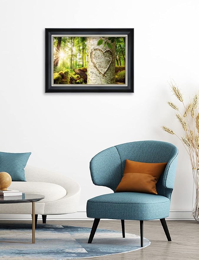 IPIC - Love Evergreen, Personalized Framed Wall Art with Names and Date on, Giclee Prints with Solid Wood Frame, Customized Gift and Memorial Gifts for Wedding Anniversary.