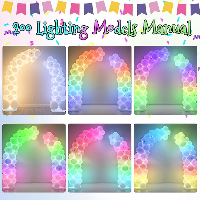 AerWo Lighted Balloon Arch Kit 8.2FT & 6FT, Free Bending Top Half Balloon Arch Stand with Base, Floor Frame for Wedding Birthday Party Baby Shower Yard Lawn Home Christmas Decorations
