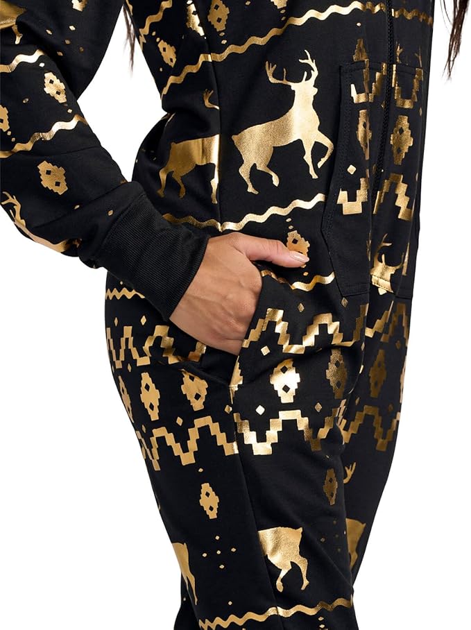Tipsy Elves Christmas Onesies for Adults - Comfy Unisex Matching Holiday Jumpsuits with Convenient Pockets