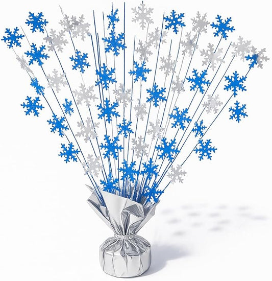 PMU 12Pc Christmas Bursting Snowflake Centerpiece For Table Decor, Table Balloon Weights Decorations| Winter Wonderland | Winter Wedding Birthday Party Decor |15in