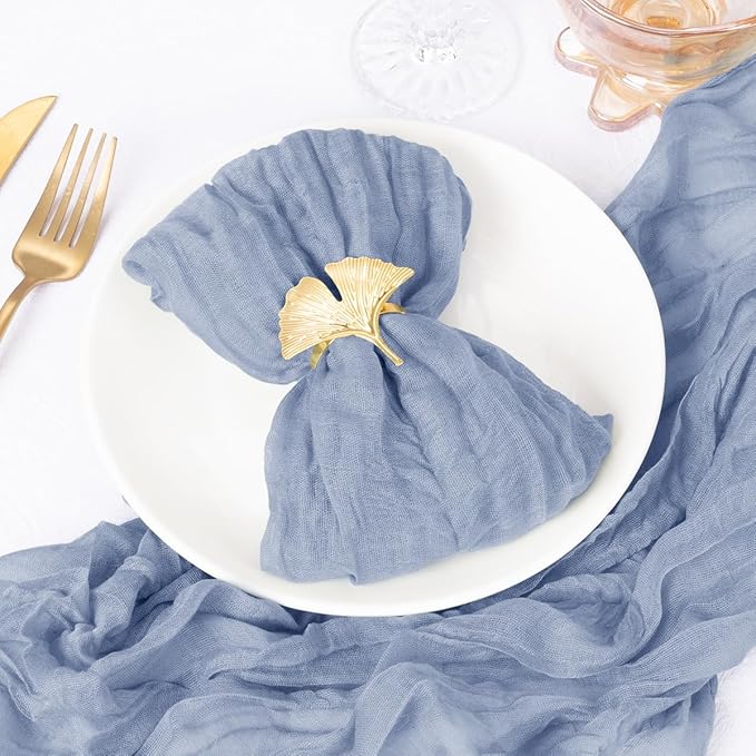 100 Pack Dusty Blue Cheesecloth Napkins Spring Cloth Napkins Set of 100 Blue Dinner Napkins Bulk 21x21 Inches for Wedding Bridal Shower Baby Shower Valentine's Day