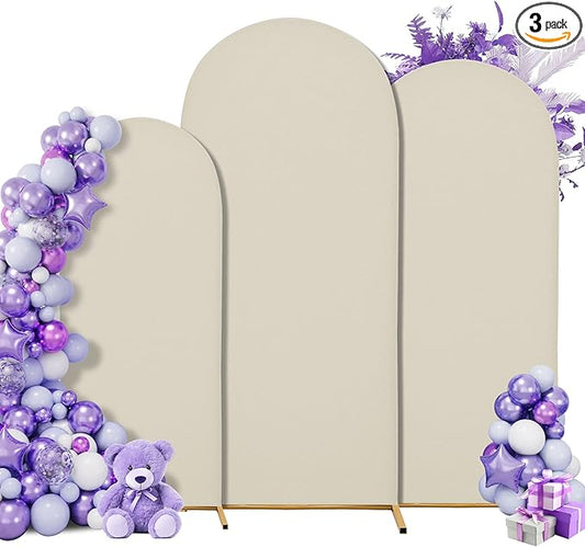 Title: SUKAIKEQA Small Arch Cover Trio – 6FT, 5FT & 4FT Stretch Backdrop Set for Intimate Events, Baby Showers & Photo Nooks – Mini Arch Decor Bundle