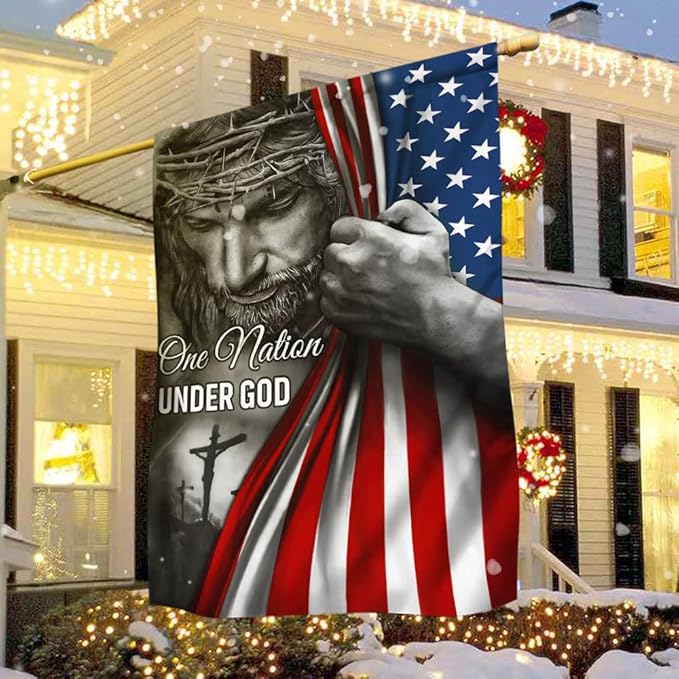 FLAGWIX Christian Patriot American Flags, One Nation Under God - 4th of July Decorations for Home, Outside, Indoor Outdoor Flag, House Flag 30x40 - Double Sided, Heavy Duty Canvas, Fade Resistant