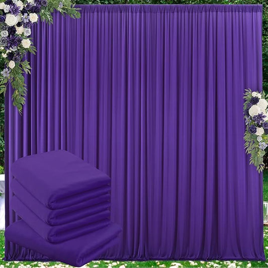 20 ft x 10 ft Wrinkle Free Purple Backdrop Curtain for Parties, 5ft x 10ft 4 Panels Polyester Purple Photo Backdrop Drapes for Wedding Birthday Party Baby Shower