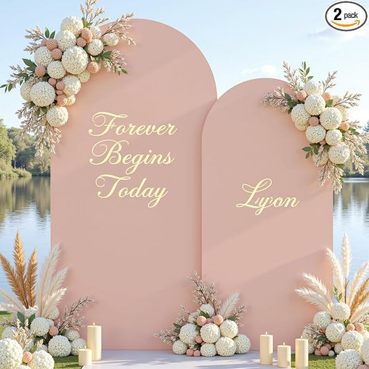 Nude Photo Arch Backdrop Cover Set of 2 Spandex 7.2 and 6ft Arch Covers Stretchy Backdrop Party Arch Stand Covers for Birthday Party Baby Shower Wedding Bridal Shower Banquet Background Decorations