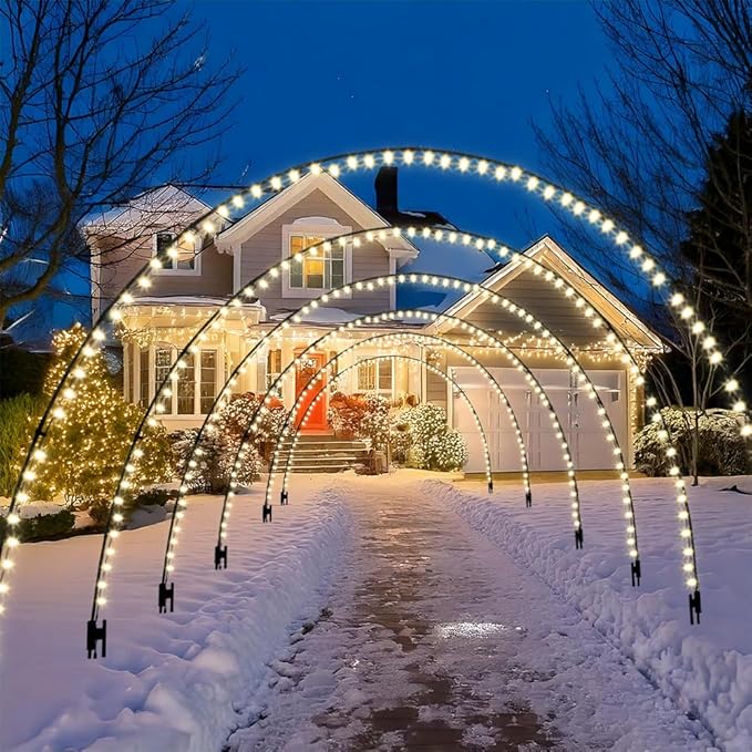 3 Pack Light Arch, for Holiday Christmas Wedding, Outdoor Decoration, Simple & Easy Assembly, Customizable & Reusable, Doorway Pathway Yard Backdrop Decor (Light Arch, 2)