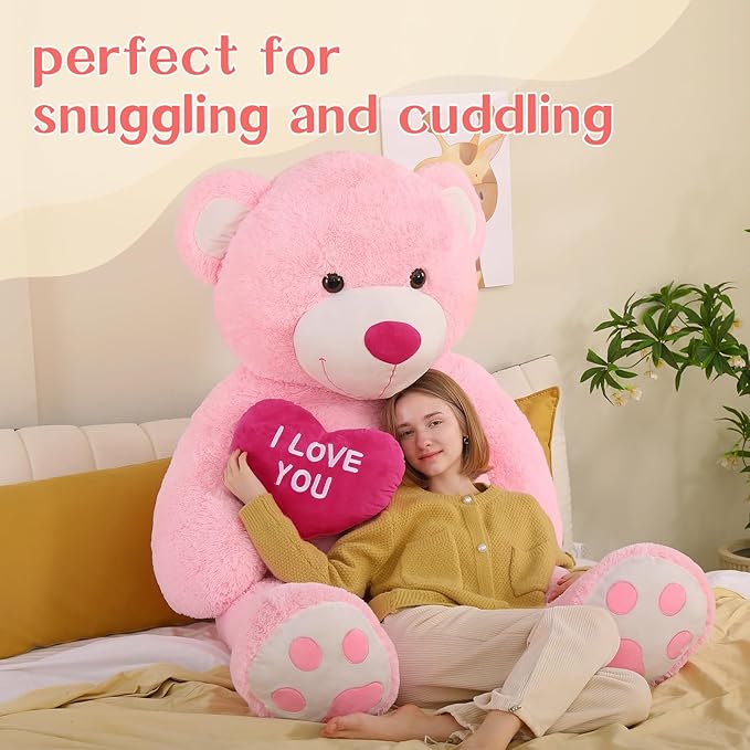 Tezituor Giant Teddy Bear Stuffed Animals 6 Feet - “I Love You”Red Heart Human Size Teddy Bear for Girlfriend,Boyfriend,Wife,Lover-Birthday, Anniversary, Valentines, or Long Distance