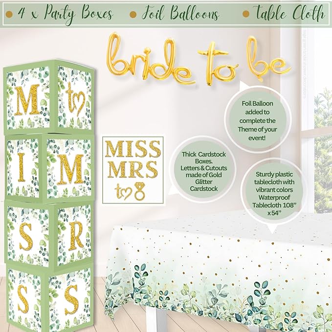 215 PC Bridal Shower Decorations Olive Sage Green - Bridal Shower Balloon Boxes with A-Z Letters & Bridal Balloon Arch Kit & Bride to Be Balloon for Bridal, Bachelorette, Engagement or Wedding