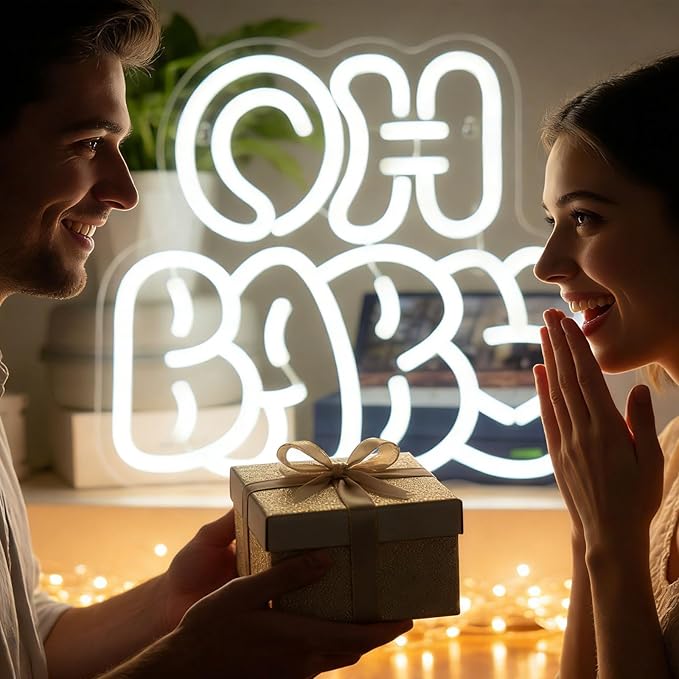 Oh Baby Neon Sign for Backdrop Wall Decor,OH Baby light up sign for Valentine’s Day, Nursery Wall Decor & Shower Backdrop for Arch Game Room Gift for Boy Girlfriend