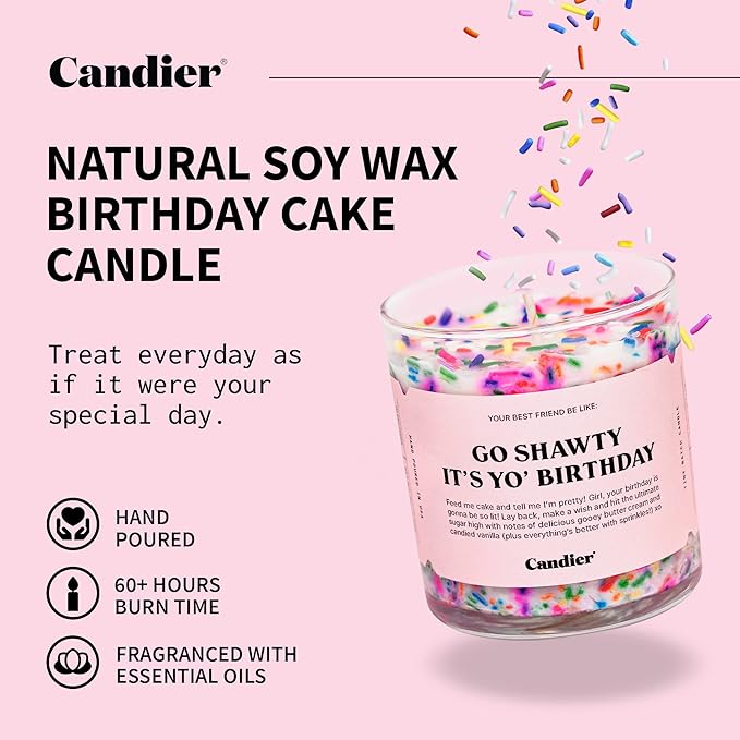 Birthday Cake Scented Candle, Natural Soy Candle with Birthday Cake & Buttercream Notes, Aromatherapy for Relaxation, Unique Candles Gifts for Women, 60-Hour Burn Time - Candier by Ryan Porter