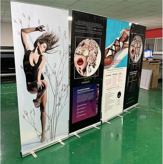 Personalized Custom Aluminum Retractable Banner 23.6''x63", Aluminum Retractable Roll up Banner Stand Conference Display Trade Show Promotion Sign with Stand and Travel case for Business, Trade Shows, Stores, Advertising, Events (Full Color, 23 in. x 6...