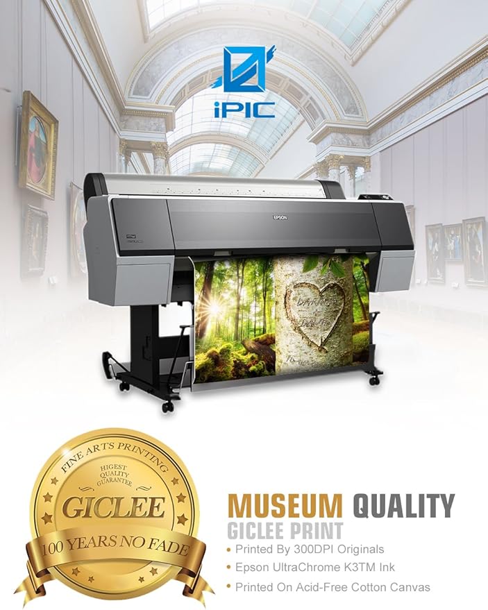 IPIC - Love Evergreen, Personalized Artwork with Names and Date on, Customized Gift for Anniversary,Wedding,Birthday and Holidays. 24x16