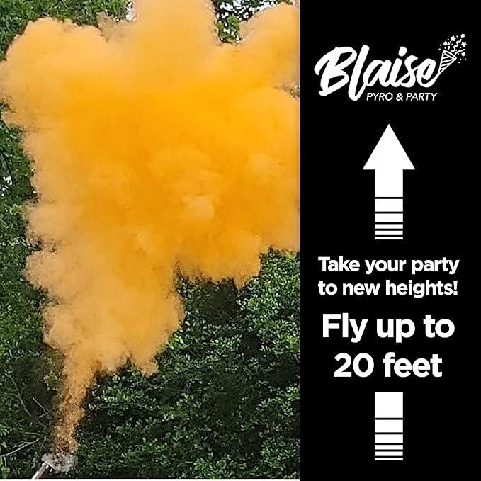 Blaise Pyro & Party - Orange Powder Poppers - Water-Soluble & Colorful Powder Cannons for Gender Reveals, Birthdays, Weddings & Celebrations - Easy to Use for Memorable Photos - 16-Inch, 4-Pack