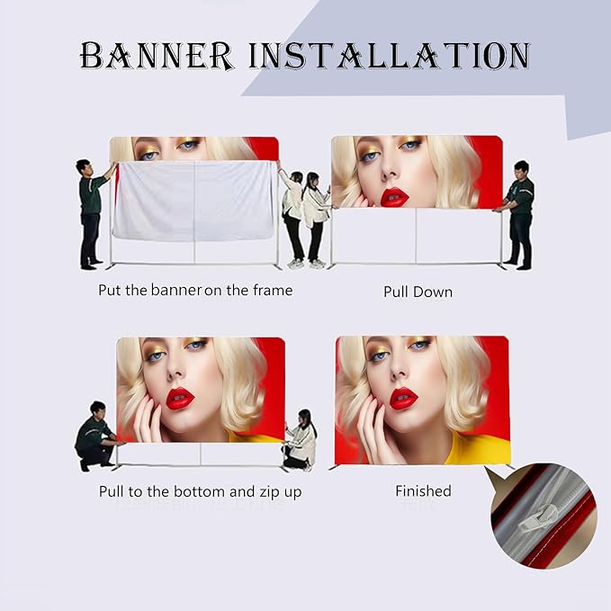 Customize Portable Tension Fabric Tradeshow Backdrop,Tradeshow Dispaly,Tradeshow Booth,Step and Repeat Pop Up Banner with Stand for Photo Background(7.5x5FT)