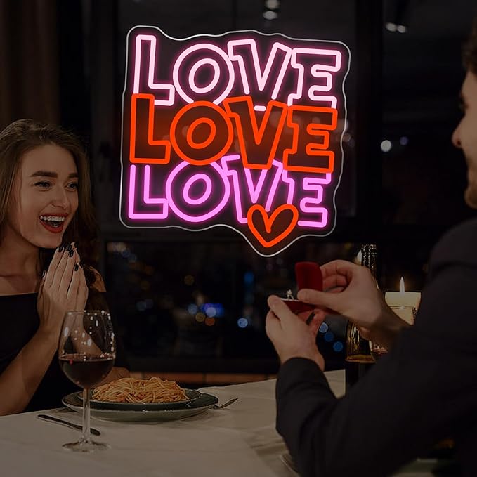 Love Neon Sign - 5-Level Dimmable USB Valentine's Day Decor & Pink Neon Signs, Ideal for Weddings, Parties, Shop Walls, Teen Girl Bedroom Wall Art