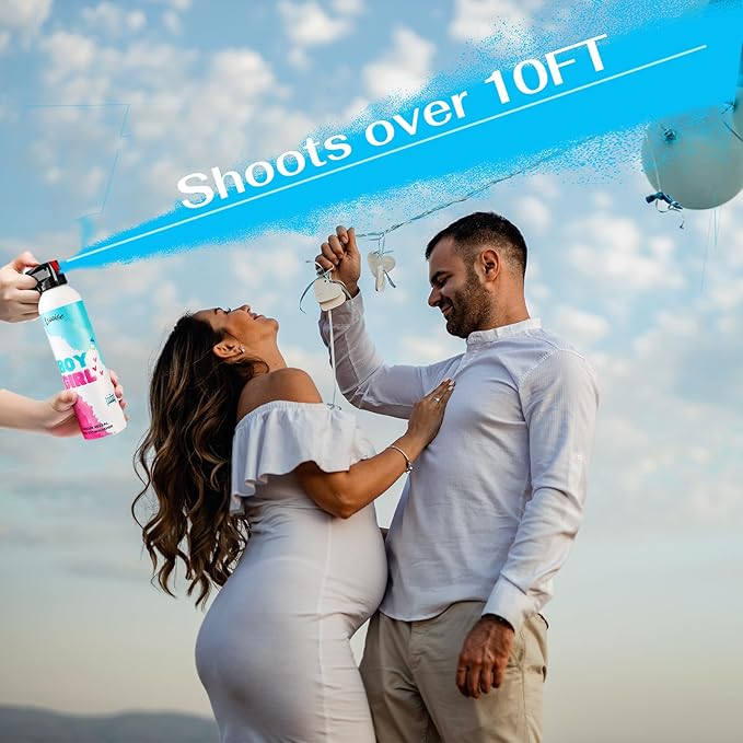 Gender Reveal Fire Extinguisher Set for Newborn Baby, 4Pcs Blue Gender Reveal Smoke Bombs, 100% Biodegradable Color Blaster for Cool Gender Reveal Ideas, Confetti Power Cannon Shooter Party Supplies