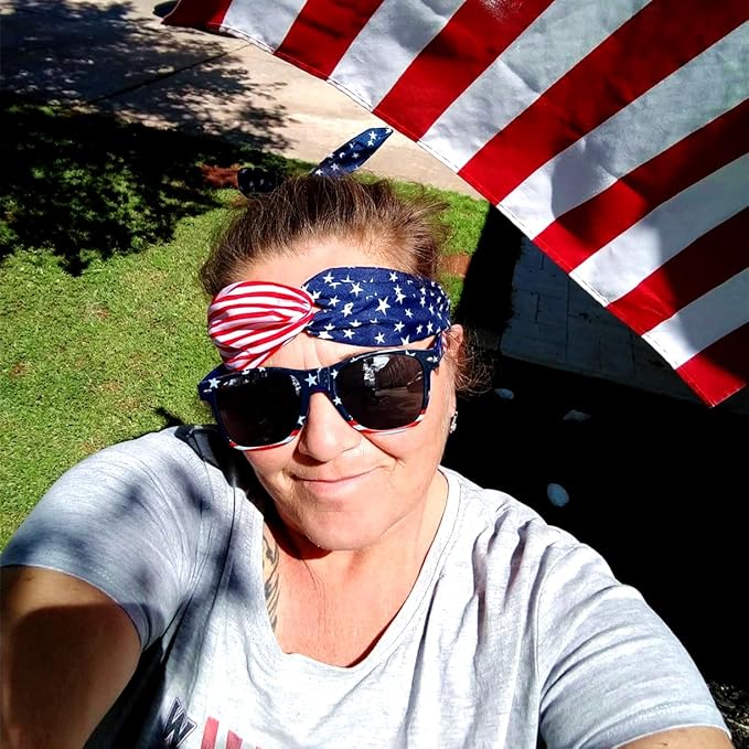 Fsmiling Bulk American Sunglasses USA Flag Sunglasses Patriotic Sunglasses-10/24Pack