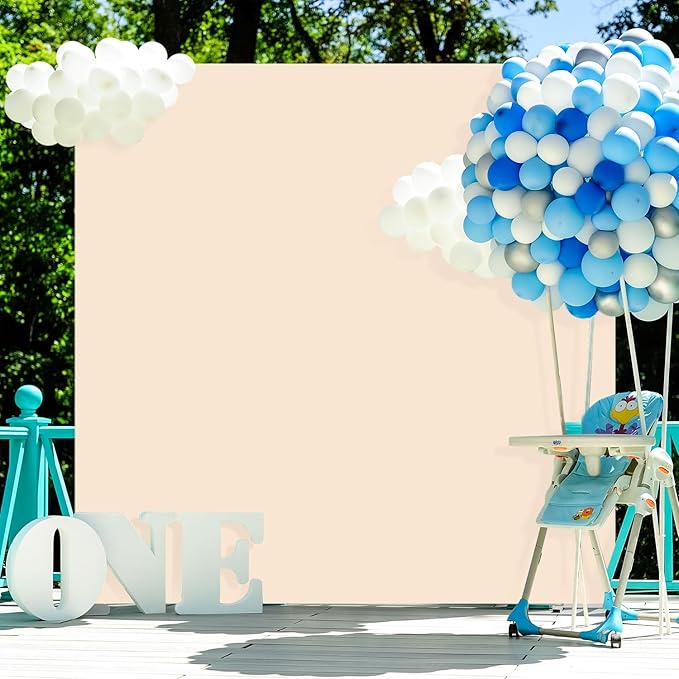 Wedding Arch Backdrop Stand and Cover Set Metal Arched Stand Frame with Beige Arch Cover 6.6x6.6FT Square Backdrop Covers for Arch Stands Backdrops for Birthday Party Graduation Wedding Shower Decor