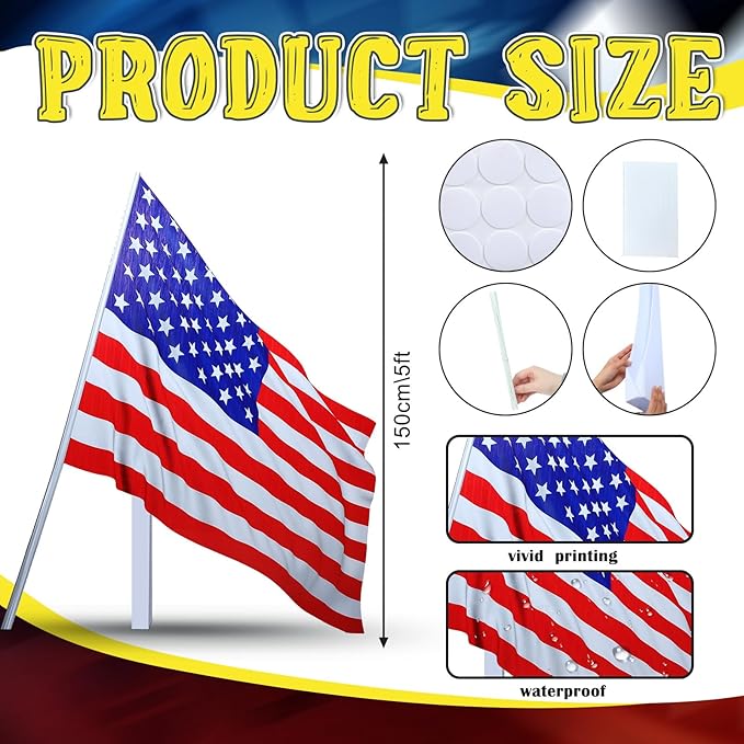 5Ft American US Flag Cardboard Stand Up Cutout Life Size USA 250th Photo Prop Patriotic Theme Veterans Day Memorial Day 4th of July Party Decoration Backdrop Stand-Up Cardboard